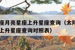太阳星座月亮星座上升星座查询（太阳星座月亮星座上升星座查询对照表）