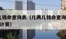 几两几钱命查询表（几两几钱命查询表2021自动计算）