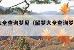 解梦大全查询梦见（解梦大全查询梦见1518）